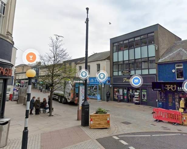The automatic bollards are the latest bid to keep unauthorised vehicles out of the pedestrianised zone in Kirkcaldy High Street (Pic: Google Maps)
