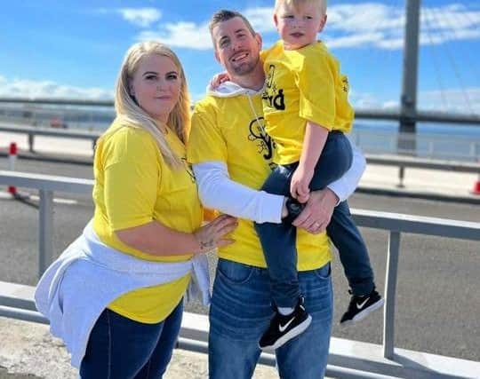 Kirsty Grant and husband Nick with their five-year-old son George.