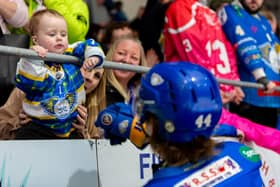 A fist bump for a young fan after Flyers win over Coventry (Pic: Derek Young)