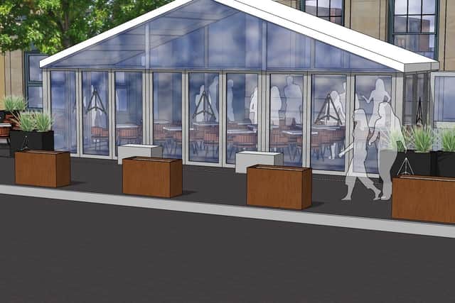 The new marquee would be a more visually appealing outdoor area.  (Image courtesy of Jack Fisher Partnership)