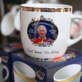Royal souvenirs on a stall in central London ahead of the coronation. Pic: Susannah Ireland/AFP via Getty Images)