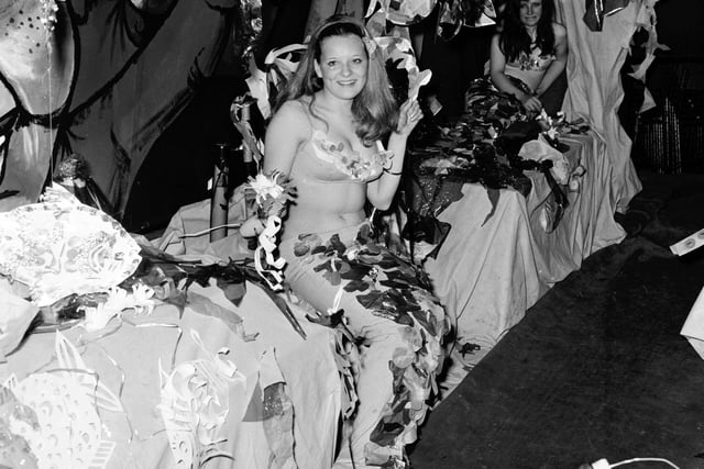 Brenda Mackie dressed as a mermaid at the annual school fair in Kirkcaldy High School in June 1971.