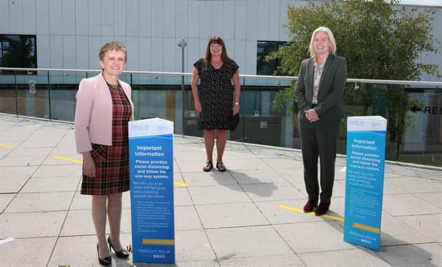 Left: Cllr Judy Hamilton, right chief executive, Fife Sports and Leisure Trust, Emma Walker and back row, Wendy Watson, chief operating officer.