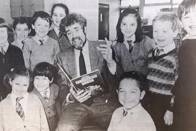 In 1988 children’s author Joe Austin made a visit to St Marie’s Primary School in Kirkcaldy to meet the pupils and read from his book ‘Yesterland’. 
Joe also made visits to St John’s Playgroup and Pathhead Nursery as part of national campaign, Tell-A-Story Week.