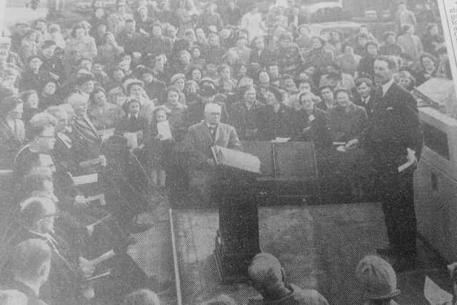 The foundation stone to Templehall Church  is laid in 1955 (Pic: Fife Free Press)