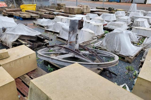 Stonework from Burntisland Burgh Chambers in storage (Pic: Burntisland Heritage Trust)
