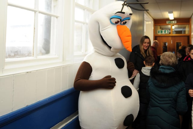 Olaf joined youngsters at Kirkcaldy West Primary's Christmas market on Saturday.