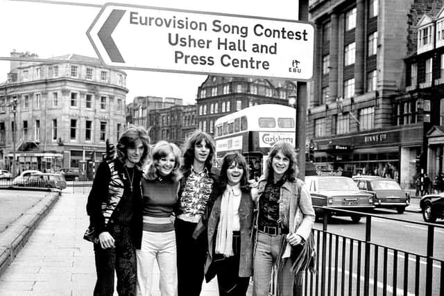 The New Seekers, representing the United Kingdom, make their way to the Usher Hall for the Eurovision Contest, held in Edinburgh,  March 1972.