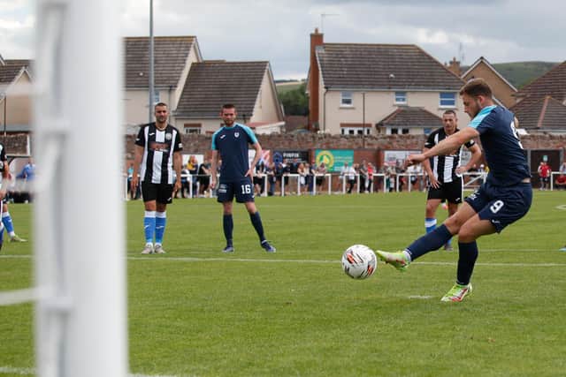 Jamie Gullan scores a penalty to put Raith 2-0 up. (Pic: Scott Louden)