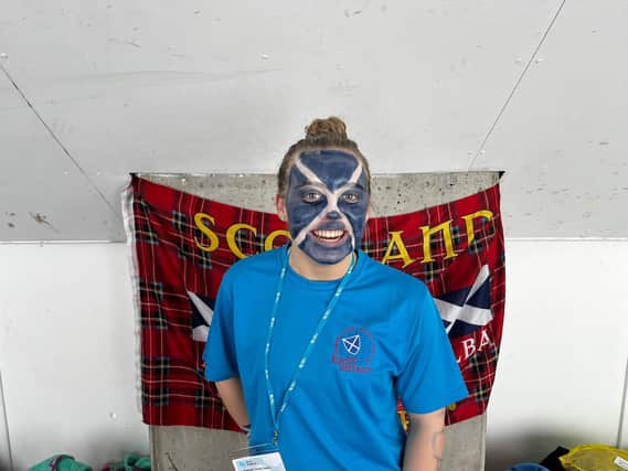 Erin shows her patriotism for Scotland during a break from swimming last weekend