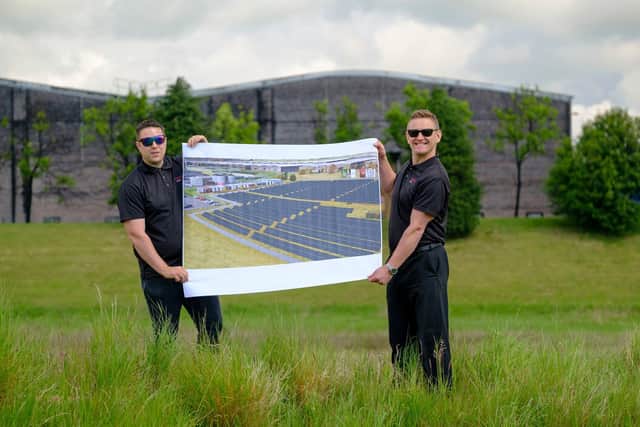 Jay Christie and Gavin Brogan on the site of the solar farm (Pic: Mike Wilkinson)