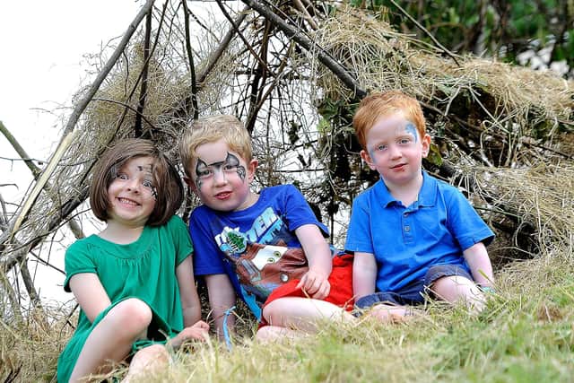 Big Tent was very family friendly, and was a first festival experience for many youngsters - Amelia Cooke (6, Haddington), Leon Reynolds (5, Brechin), Colin Reynolds (2, Brechin) in their mini-yurt in 2012