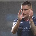 Euan Murray applauds travelling Raith fans after scoring winner at Partick Thistle (Pic Ross MacDonald/SNS Group)