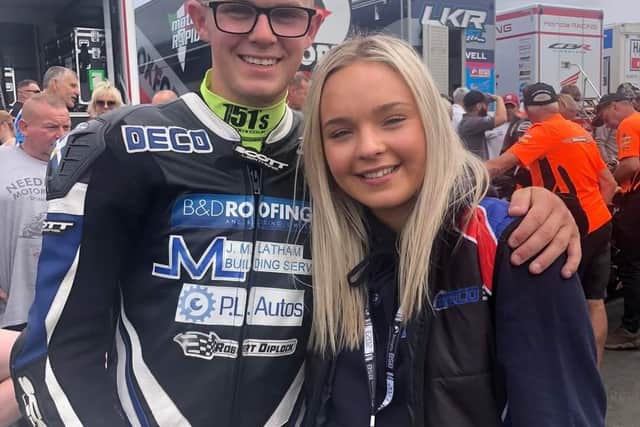 Declan Connell, who recovered from vision problems caused by Knockhill heat, with girlfriend Elli-Lou Latham