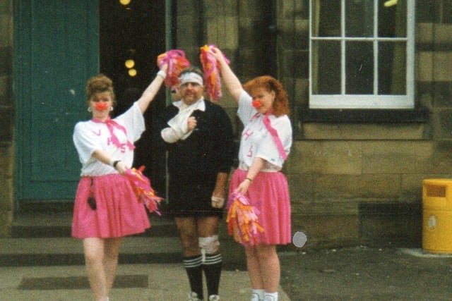 A step back in time to 1991.
Viewforth High school's Red Nose Day featured Sharron Shanks, Mr Bruce in the middle and Wendy Cruickshank on the right.