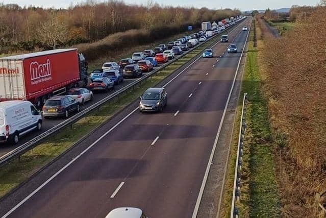 The crash caused huge tailbacks on the A92 (Pic: Fife Jammer Locations)