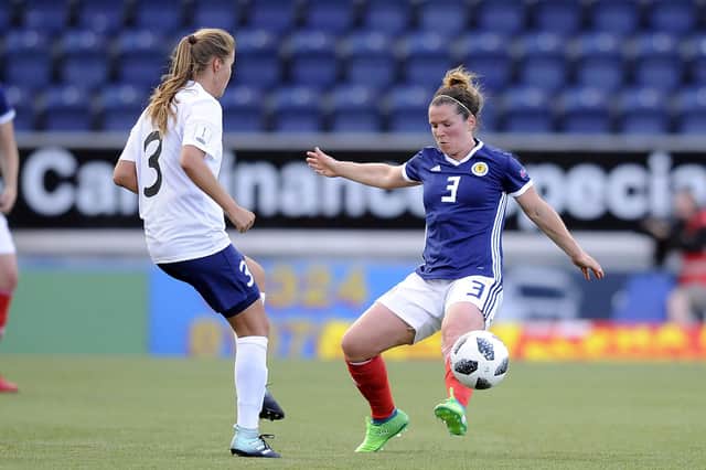 Emma Mitchell in action for the Scots against Belarus. Pic by Michael Gillen