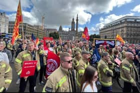 Firefighters at the demo in Glasgow (Pic: Submitted)