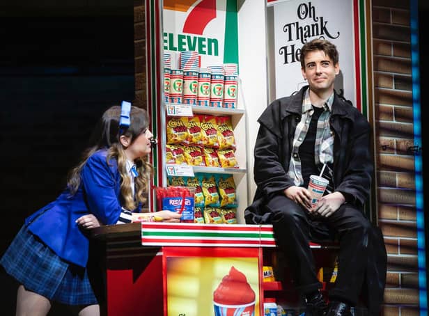 Simon Gordon on stage with Rebecca Wicks in heathers: The Musical (Pic: Pamela Raith)