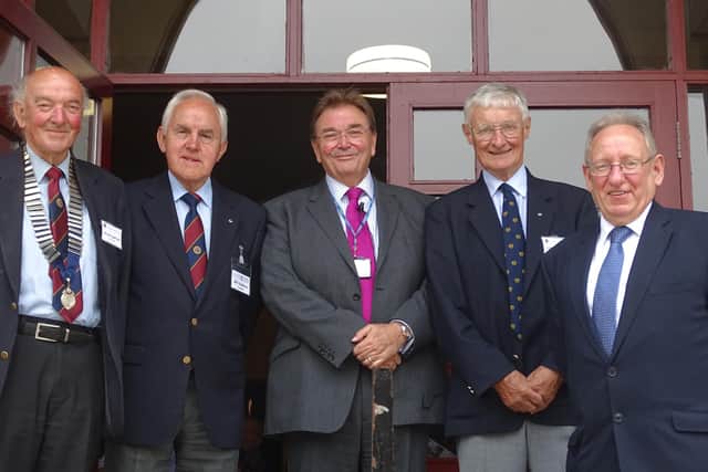 Kirkcaldy Probus Club 1000th meeting, from left to right, Walter Simpson, Bill Stenhouse, Martin Collins, Derek Bethune, and Robert Main.
