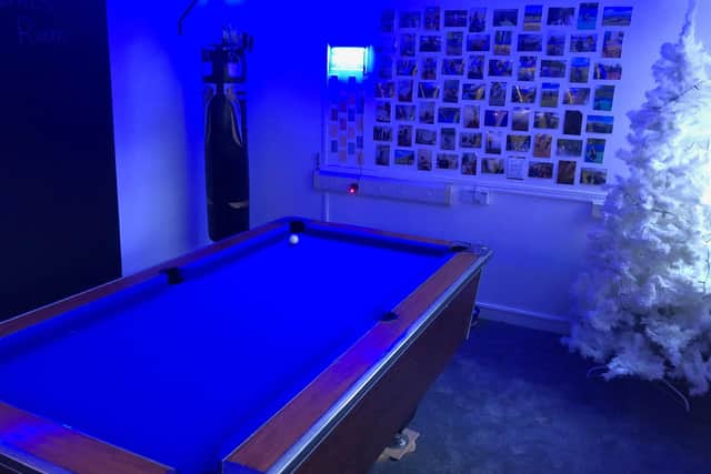 The wellbeing room also boasts an area for the young people to have fun with a game of pool.