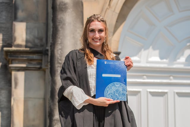 Stepping up to celebrate her success in being awarded a Masters in Theoretical Physics and Applied Maths, Robyn Smith, from Edinburgh, is now working as an economist in the National Institute of Economics and Social Research.