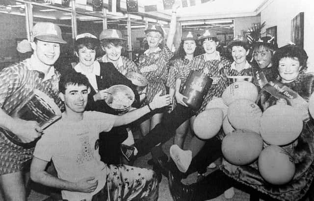 Staff from Kirkcaldy's Bank of Scotland High Street branch took part in a number of fundraising activities for Children In Need back in 1992.
In total they raised £2400 for the charity.