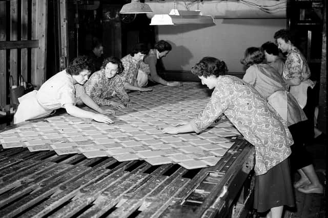 M Nairn & Co Linoleum Works - Kirkcaldy. Making parquet linoleum
