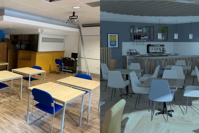 The old vs the new bistro at Fife College’s Kirkcaldy campus that has been designed by students.