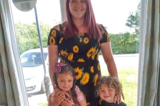 Sarah Rutherford with her children Emily and Rhyda.