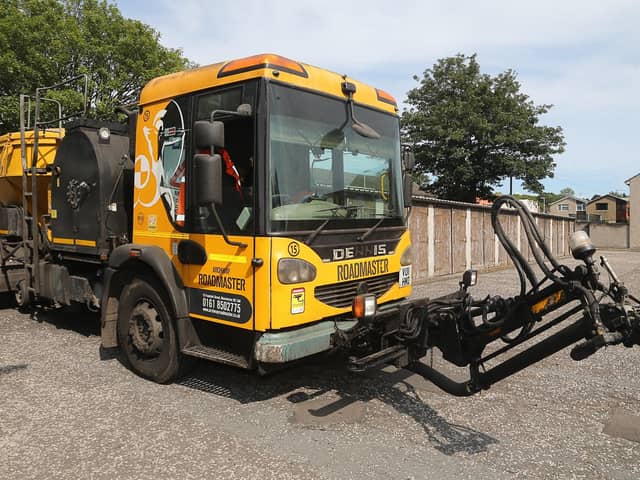 The Velocity patcher forces air at high speed into potholes to clear them out, before sealing the area with cold bitumen. (Pic: Fife Council)