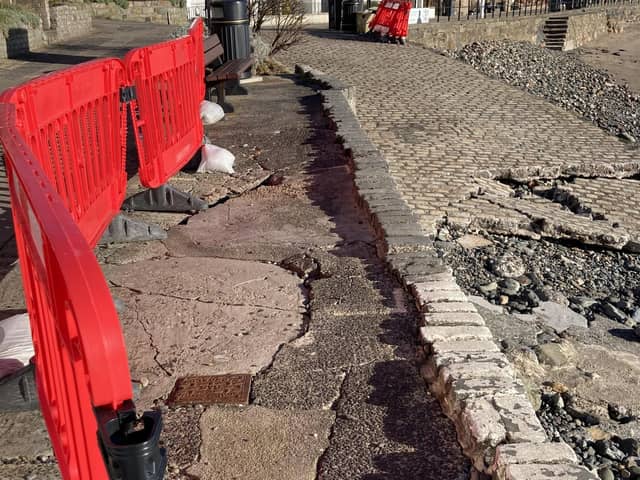 The damage to the slipway at Kinghorn beach months after the storm (Pic: Submitted)