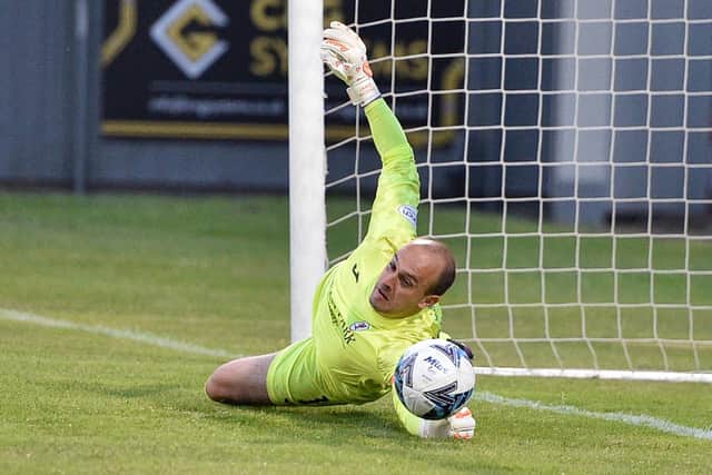 Jamie MacDonald performed well during the midweek League Cup game at Dumbarton and made a couple of vital saves in the penalty decider to give Raith a bonus-point win (picture by Dave Johnston/Alba Pictures)