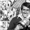 Seve Ballesteros clutches the claret jug in St Andrews after his win in 1984. Pic by Ian Brand / TSPL