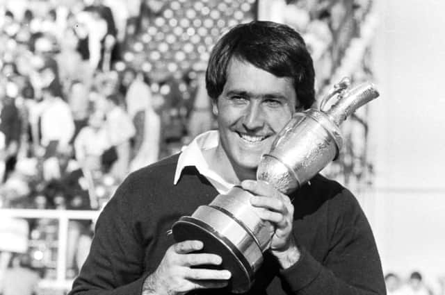 Seve Ballesteros clutches the claret jug in St Andrews after his win in 1984. Pic by Ian Brand / TSPL