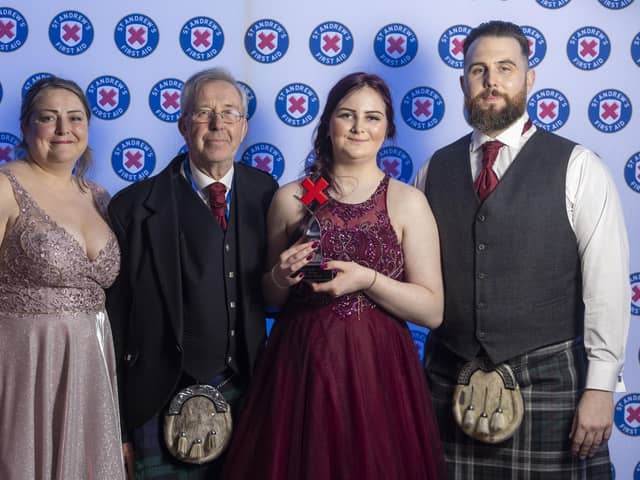 Alexis Mackie with her family at the St Andrews First Aid Awards 2024 (Pic: Jeff Holmes)