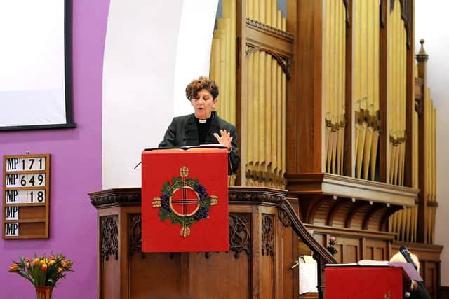Rt. Rev Sally Foster-Fulton, Moderator of the General Assembly, preaches at a special service to mark the bicentenary of Pathhead Church in Kirkcaldy.  (Pic: Fife Photo Agency)