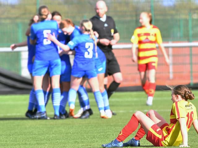 Jemma McQuillan of Rossvale can’t take it as East Fife celebrate in the background (Photo: Ger Harley/Sportpix/Sipa USA)