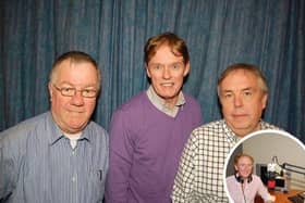 Original station founders - Colin Johnston, John Murray, Graeme Logan taken 2014 (Inset: Wilf Parkinson taken 2014 in original station studios) (Pic: K107FM)