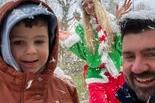 Lewis Pugh and his Dad Carl Pugh, also a volunteer in the Pleasley Christmas Lights group, are pictured just after enjoying their visit to the snow globe.