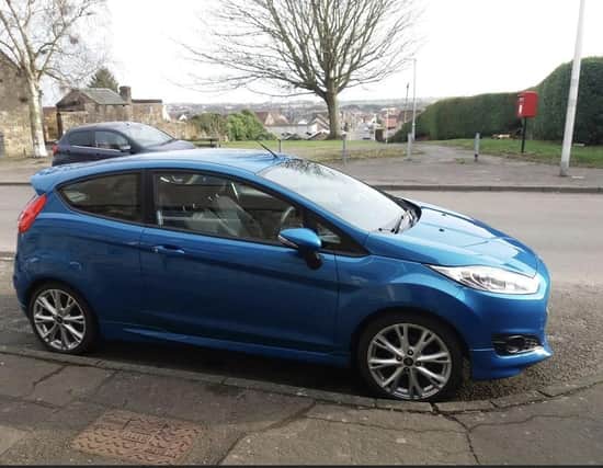 The blue Ford Zetec was stolen from Balcurvie, Windygates on Monday morning.