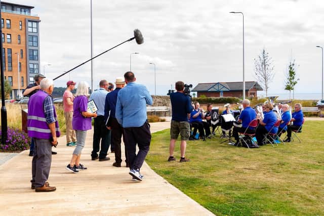 Performing at Volunteers Green for the cameras from The One Show (Pic: Submitted)