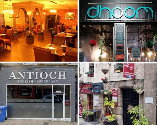Four Fife eateries are in the running for the Asian Restaurant Awards. Clockwise from top right: Handi, Glenrothes; Maisha, St Andrews; Dhoom, Dunfermline and Antioch, Dunfermline.