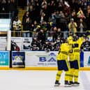 Victor Bjorkung celebrates his overtime winner against Dundee Stars | Pic Derek Young