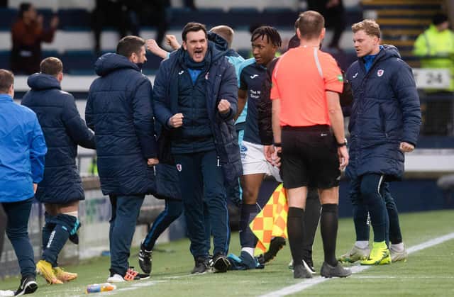 Raith manager Ian Murray celebrates going 3-1 up against Motherwell (Pics by Craig Foy/SNS Group)