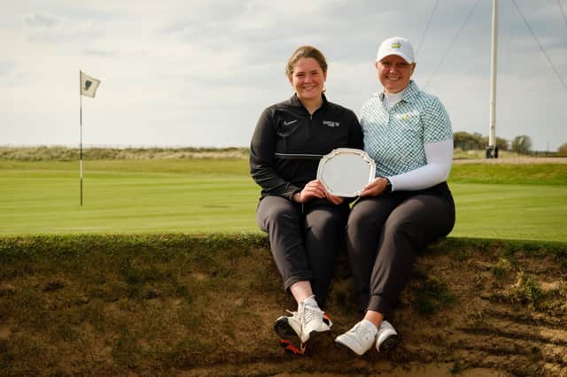 Lorna McClymont and St Andrews golfer Chloe Goadby won the team event for Scotland at the Helen Holm Scottish Women’s Open. Pic by Christopher Young