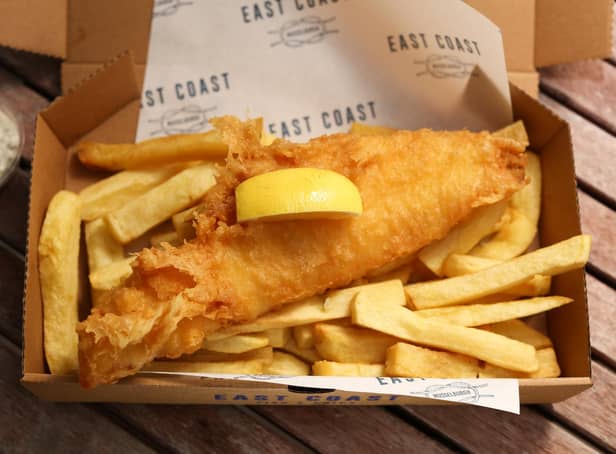 Undated handout photo issued by Taste Communications of a portion of cod and chips from East Coast Fish & Chips. Carlo Crolla,
