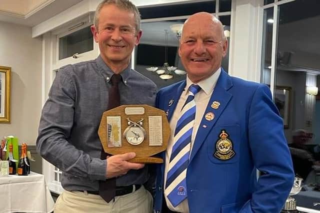 David McQueen and Mark Stocks with St Andrews Curling Club's 2023 pairs trophy