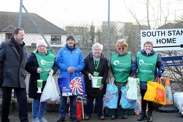 Foodbank volunteers collected cash and food at the recent Raith Rovers game (Pic: Fife Photo Agency)