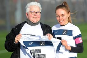 McDermid Ladies - Val McDermid with team captain Tyler Rattray  (Pic: Fife Photo Agency)